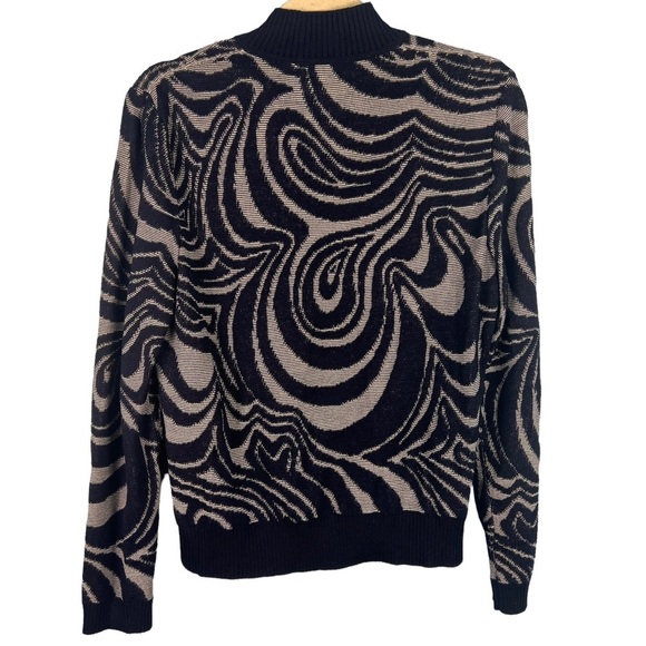 St John Sport Navy Blue Swirl Printed Wool Zip Up Jacket Size Small Casual - Picture 5 of 8